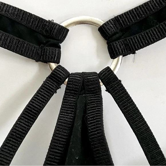 ARDENE Move Padded Bra Black Strappy Unique Silver Chrome Hardware Design - Picture 3 of 11